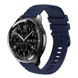For Samsung Gear S3 Classic 22mm Wavy Dot Pattern Solid Color Silicone Watch Band(Navy Blue)