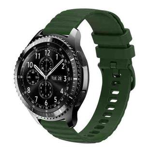 For Samsung Gear S3 Classic 22mm Wavy Dot Pattern Solid Color Silicone Watch Band(Army Green)