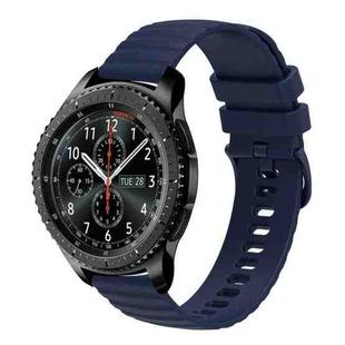 For Samsung Gear S3 Frontier 22mm Wavy Dot Pattern Solid Color Silicone Watch Band(Navy Blue)