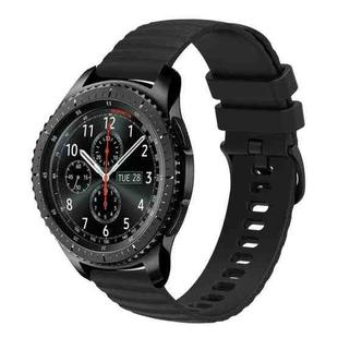 For Samsung Gear S3 Frontier 22mm Wavy Dot Pattern Solid Color Silicone Watch Band(Black)