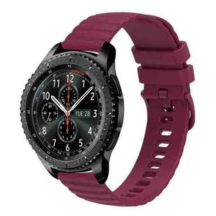 For Samsung Gear S3 Frontier 22mm Wavy Dot Pattern Solid Color Silicone Watch Band(Wine Red)