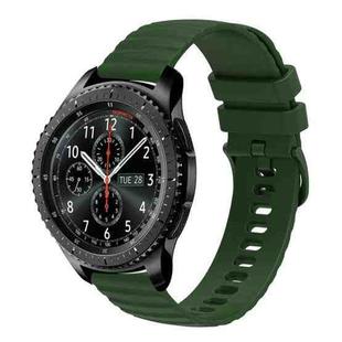 For Samsung Gear S3 Frontier 22mm Wavy Dot Pattern Solid Color Silicone Watch Band(Army Green)