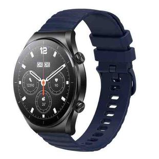 For Xiaomi MI Watch S1 22mm Wavy Dot Pattern Solid Color Silicone Watch Band(Navy Blue)