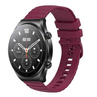 For Xiaomi MI Watch S1 22mm Wavy Dot Pattern Solid Color Silicone Watch Band(Wine Red)