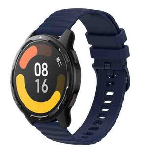 For Xiaomi MI Watch Color 2 22mm Wavy Dot Pattern Solid Color Silicone Watch Band(Navy Blue)