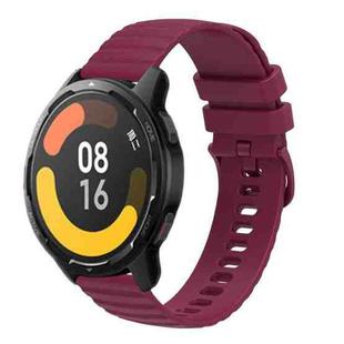 For Xiaomi MI Watch Color 2 22mm Wavy Dot Pattern Solid Color Silicone Watch Band(Wine Red)