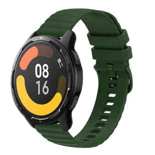 For Xiaomi MI Watch Color 2 22mm Wavy Dot Pattern Solid Color Silicone Watch Band(Army Green)