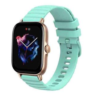 For Amazfit 3 22mm Wavy Dot Pattern Solid Color Silicone Watch Band(Teal)