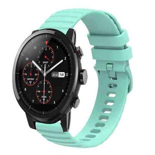 For Amazft 2 Stratos 22mm Wavy Dot Pattern Solid Color Silicone Watch Band(Teal)