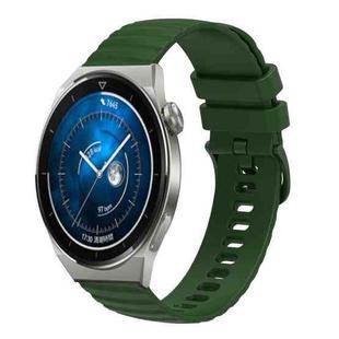 For Huawei Watch GT3 Pro 46mm 22mm Wavy Dot Pattern Solid Color Silicone Watch Band(Army Green)