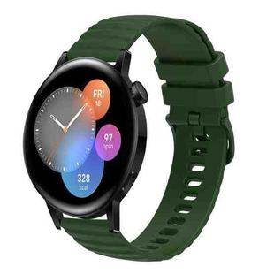 For Huawei Watch GT3 46mm 22mm Wavy Dot Pattern Solid Color Silicone Watch Band(Army Green)