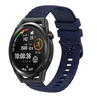 For Huawei Watch GT Runner 22mm Wavy Dot Pattern Solid Color Silicone Watch Band(Navy Blue)