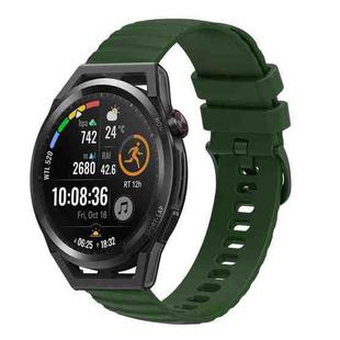 For Huawei Watch GT Runner 22mm Wavy Dot Pattern Solid Color Silicone Watch Band(Army Green)