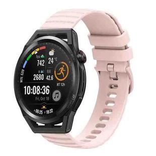 For Huawei Watch GT Runner 22mm Wavy Dot Pattern Solid Color Silicone Watch Band(Pink)