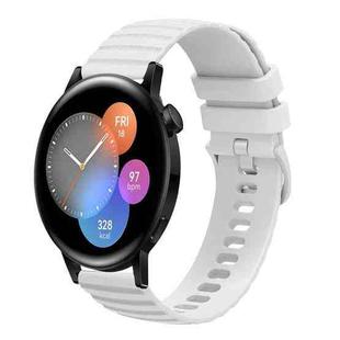 For Huawei Watch 3 22mm Wavy Dot Pattern Solid Color Silicone Watch Band(White)