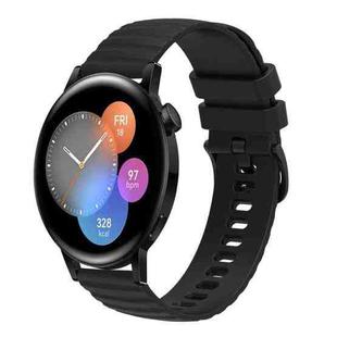 For Huawei Watch 3 22mm Wavy Dot Pattern Solid Color Silicone Watch Band(Black)