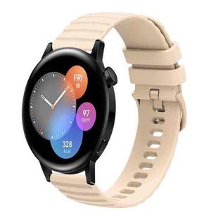 For Huawei Watch 3 22mm Wavy Dot Pattern Solid Color Silicone Watch Band(Beige)