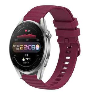 For Huawei Watch 3 Pro 22mm Wavy Dot Pattern Solid Color Silicone Watch Band(Wine Red)