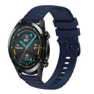 For Huawei GT2 46mm 22mm Wavy Dot Pattern Solid Color Silicone Watch Band(Navy Blue)