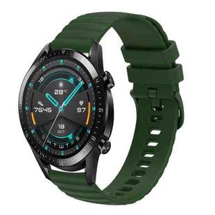 For Huawei GT2 46mm 22mm Wavy Dot Pattern Solid Color Silicone Watch Band(Army Green)