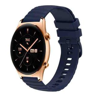 For Honor Watch GS 3 22mm Wavy Dot Pattern Solid Color Silicone Watch Band(Navy Blue)