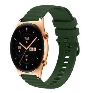 For Honor Watch GS 3 22mm Wavy Dot Pattern Solid Color Silicone Watch Band(Army Green)