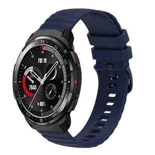 For Honor Watch GS Pro 22mm Wavy Dot Pattern Solid Color Silicone Watch Band(Navy Blue)