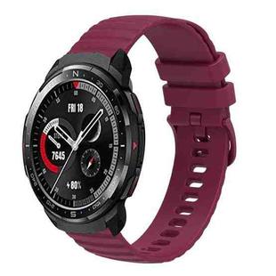 For Honor Watch GS Pro 22mm Wavy Dot Pattern Solid Color Silicone Watch Band(Wine Red)