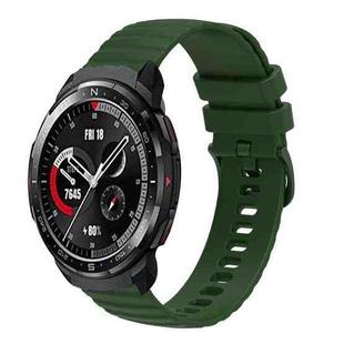 For Honor Watch GS Pro 22mm Wavy Dot Pattern Solid Color Silicone Watch Band(Army Green)