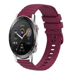 For Honor Magic Watch 2 46mm 22mm Wavy Dot Pattern Solid Color Silicone Watch Band(Wine Red)