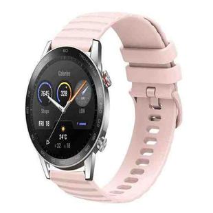 For Honor Magic Watch 2 46mm 22mm Wavy Dot Pattern Solid Color Silicone Watch Band(Pink)