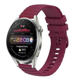 For Huawei Watch 3 Pro New 22mm Wavy Dot Pattern Solid Color Silicone Watch Band(Wine Red)