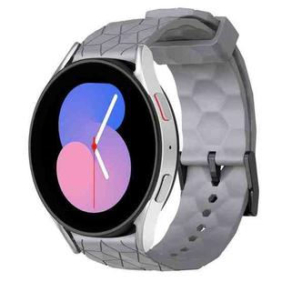 For Samsung Galaxy Watch 5 44mm 20mm Football Pattern Solid Color Silicone Watch Band(Grey)