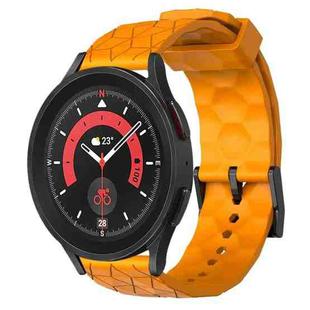 For Samsung Galaxy Watch 5 Pro 45mm 20mm Football Pattern Solid Color Silicone Watch Band(Yellow)