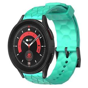 For Samsung Galaxy Watch 5 Pro 45mm 20mm Football Pattern Solid Color Silicone Watch Band(Teal)