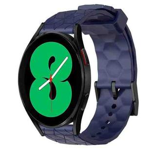 For Samsung Galaxy Watch 4 44mm 20mm Football Pattern Solid Color Silicone Watch Band(Navy Blue)