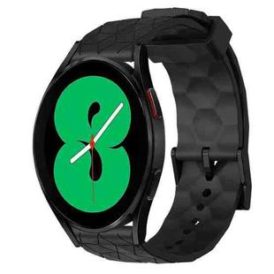 For Samsung Galaxy Watch 4 44mm 20mm Football Pattern Solid Color Silicone Watch Band(Black)