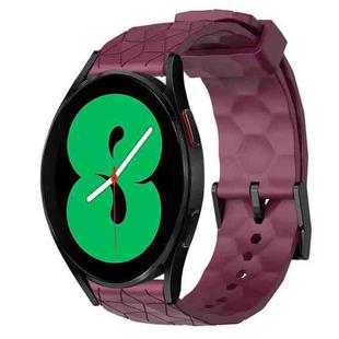For Samsung Galaxy Watch 4 44mm 20mm Football Pattern Solid Color Silicone Watch Band(Wine Red)