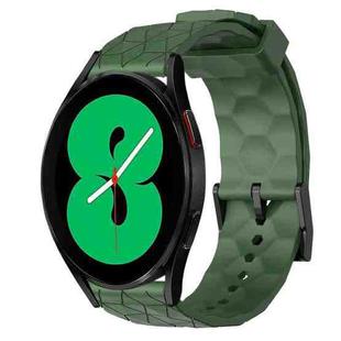 For Samsung Galaxy Watch 4 44mm 20mm Football Pattern Solid Color Silicone Watch Band(Army Green)