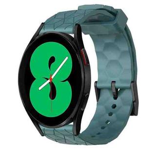 For Samsung Galaxy Watch 4 44mm 20mm Football Pattern Solid Color Silicone Watch Band(Rock Cyan)