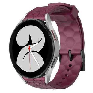 For Samsung Galaxy Watch 4 40mm 20mm Football Pattern Solid Color Silicone Watch Band(Wine Red)