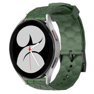 For Samsung Galaxy Watch 4 40mm 20mm Football Pattern Solid Color Silicone Watch Band(Army Green)