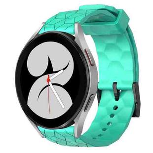 For Samsung Galaxy Watch 4 40mm 20mm Football Pattern Solid Color Silicone Watch Band(Teal)