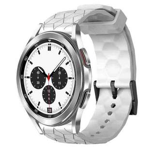 For Samsung  Galaxy Watch 4 Classic 42mm 20mm Football Pattern Solid Color Silicone Watch Band(White)