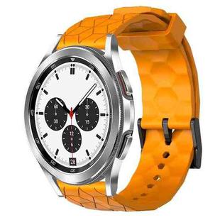 For Samsung  Galaxy Watch 4 Classic 42mm 20mm Football Pattern Solid Color Silicone Watch Band(Yellow)