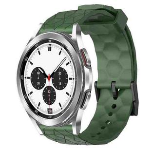 For Samsung  Galaxy Watch 4 Classic 42mm 20mm Football Pattern Solid Color Silicone Watch Band(Army Green)