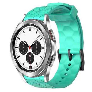 For Samsung  Galaxy Watch 4 Classic 42mm 20mm Football Pattern Solid Color Silicone Watch Band(Teal)