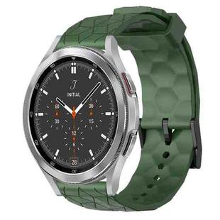 For Samsung  Galaxy Watch 4 Classic 46mm 20mm Football Pattern Solid Color Silicone Watch Band(Army Green)