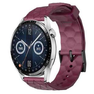 For Huawei Watch GT3 42mm 20mm Football Pattern Solid Color Silicone Watch Band(Wine Red)
