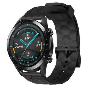 For Huawei Watch GT2 42mm 20mm Football Pattern Solid Color Silicone Watch Band(Black)